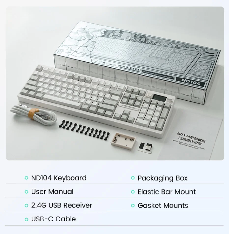 Chilkey ND104 CNC Aluminum Hotswap Wireless RGB Keyboard - Image 5