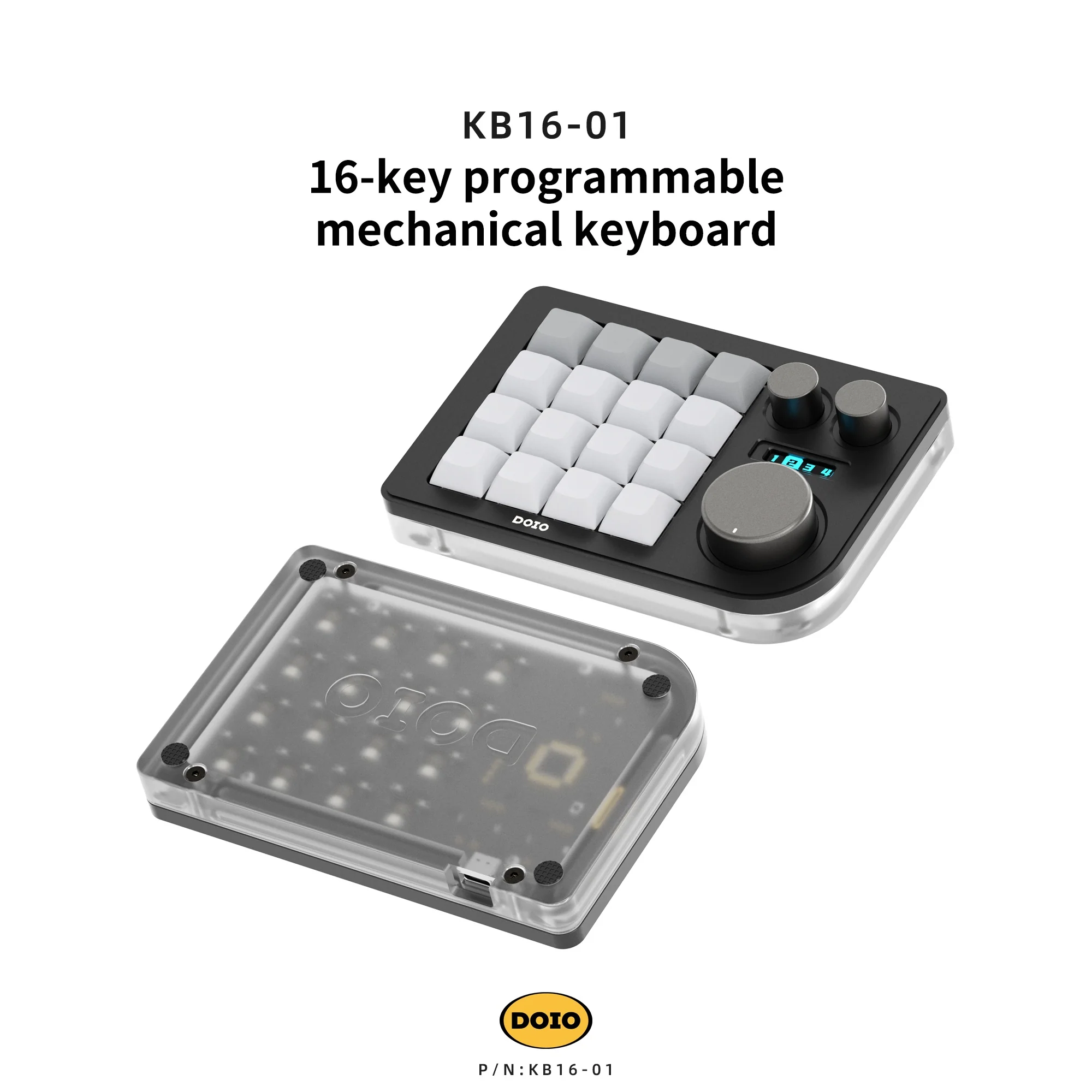DOIO KB16 Triple Knob Macro Pad Keyboard - Image 5