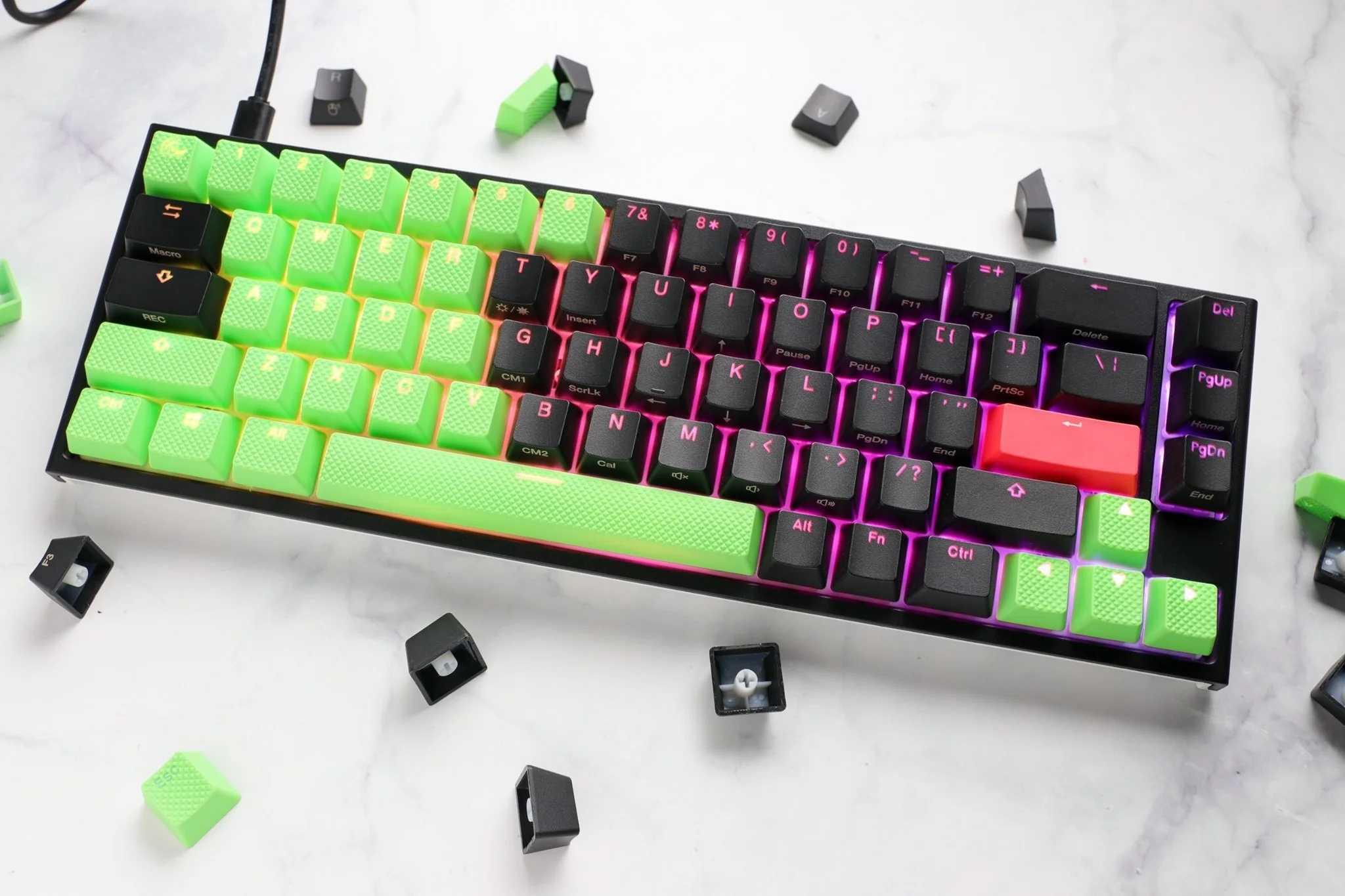 Ducky Green Backlit 31 Key OEM Profile Double Shot ABS Rubber Keycap Set - Image 4