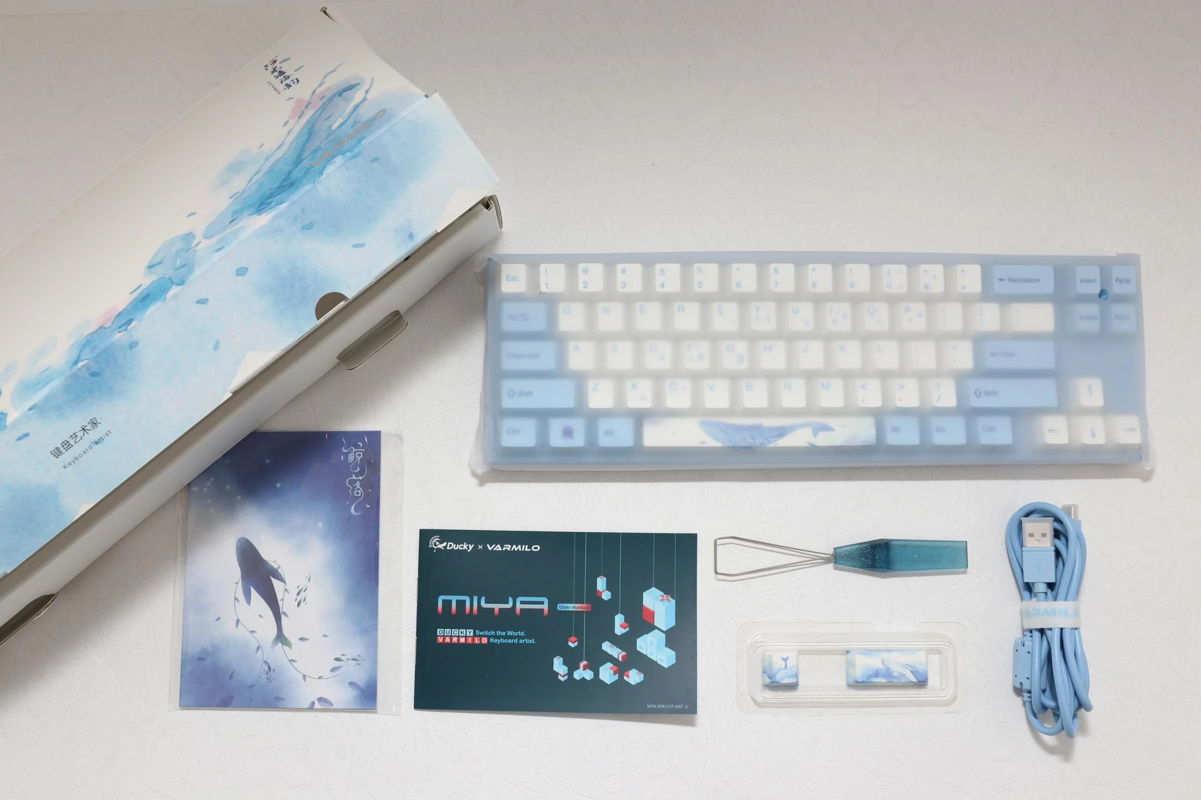 Ducky x Varmilo Miya Pro Sea Melody 65% White LED Dye Sub PBT Mechanical Keyboard - Image 2