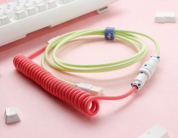 Ducky x MK Strawberry Frog Premicord Custom USB Cable w/ Coil - Image 2