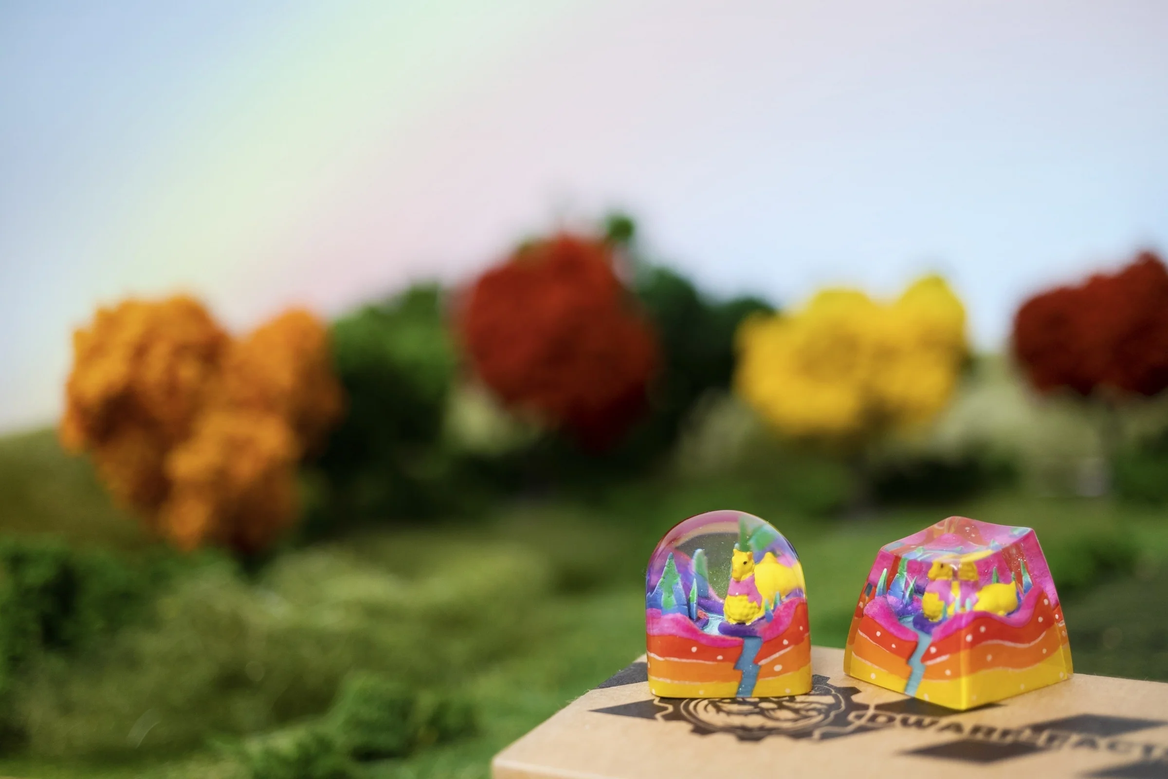 Dwarf Factory x MK Rainbow Llama Artisan Keycap SA Profile Resin Artisan Keycap - Image 2