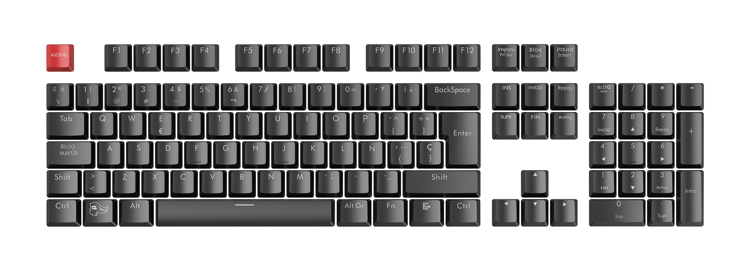 Glorious PC Black ISO Spanish 104 Key OEM Profile Backlit ABS Keycap Set