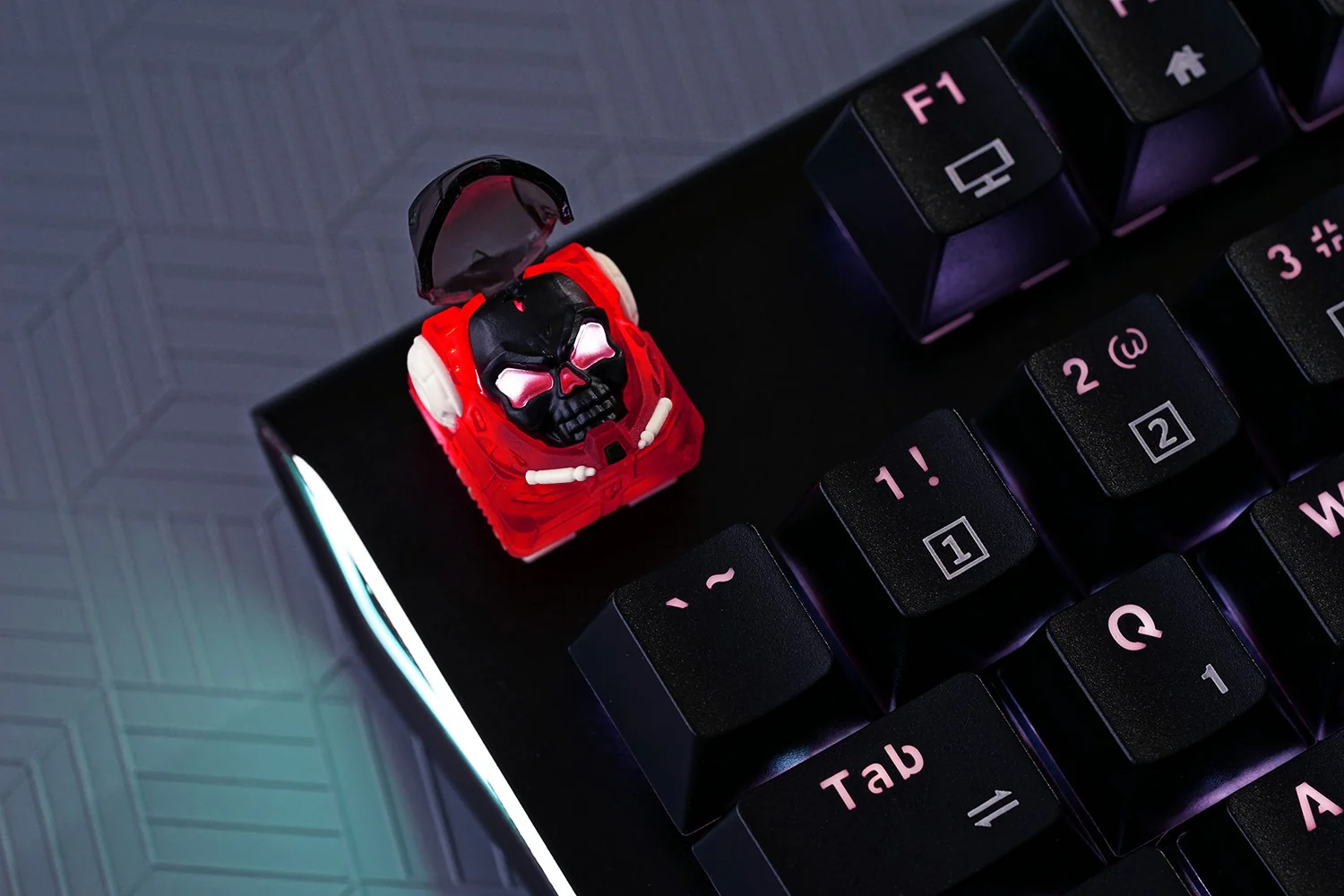 Hot Keys Project HKP Astronskull Backlit Maroon Artisan Keycap - Image 3