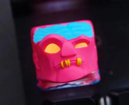 Hot Keys Project HKP Deadhead Pink x Yellow Artisan Keycap