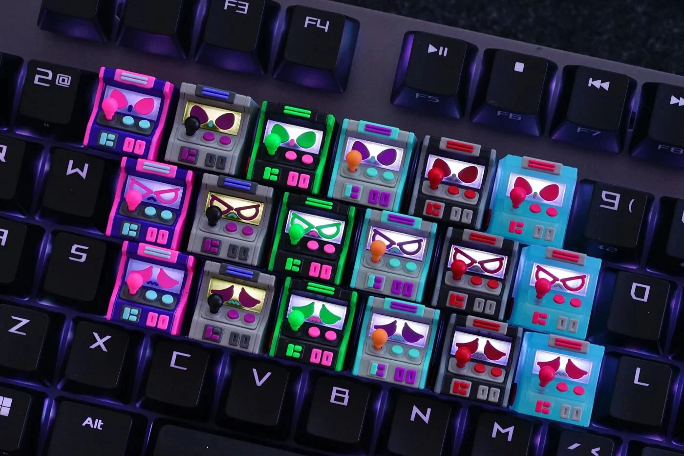 Hot Keys Project HKP Error Sad Black Grey Red Artisan Keycap - Image 8