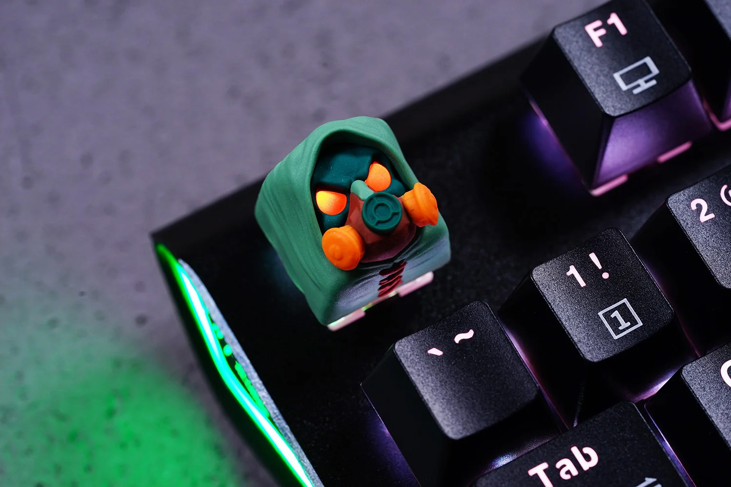 Hot Keys Project HKP Skull Face Army Green Artisan Keycap - Image 2