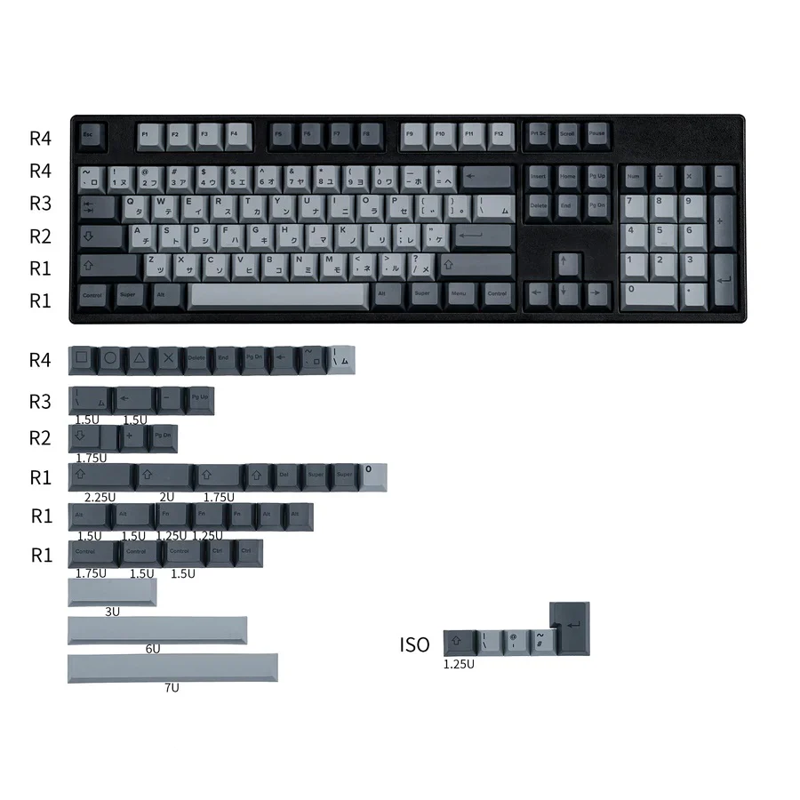KBDFans Cement Grey Japanese 149 Key Cherry Profile PBT Dye Sub Keycap Set