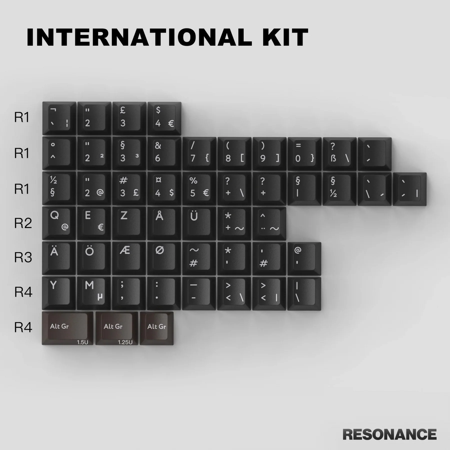 KBDFans PBTfans Resonance International Kit 51 Key Cherry Profile Double Shot PBT Add-on Keycap Set