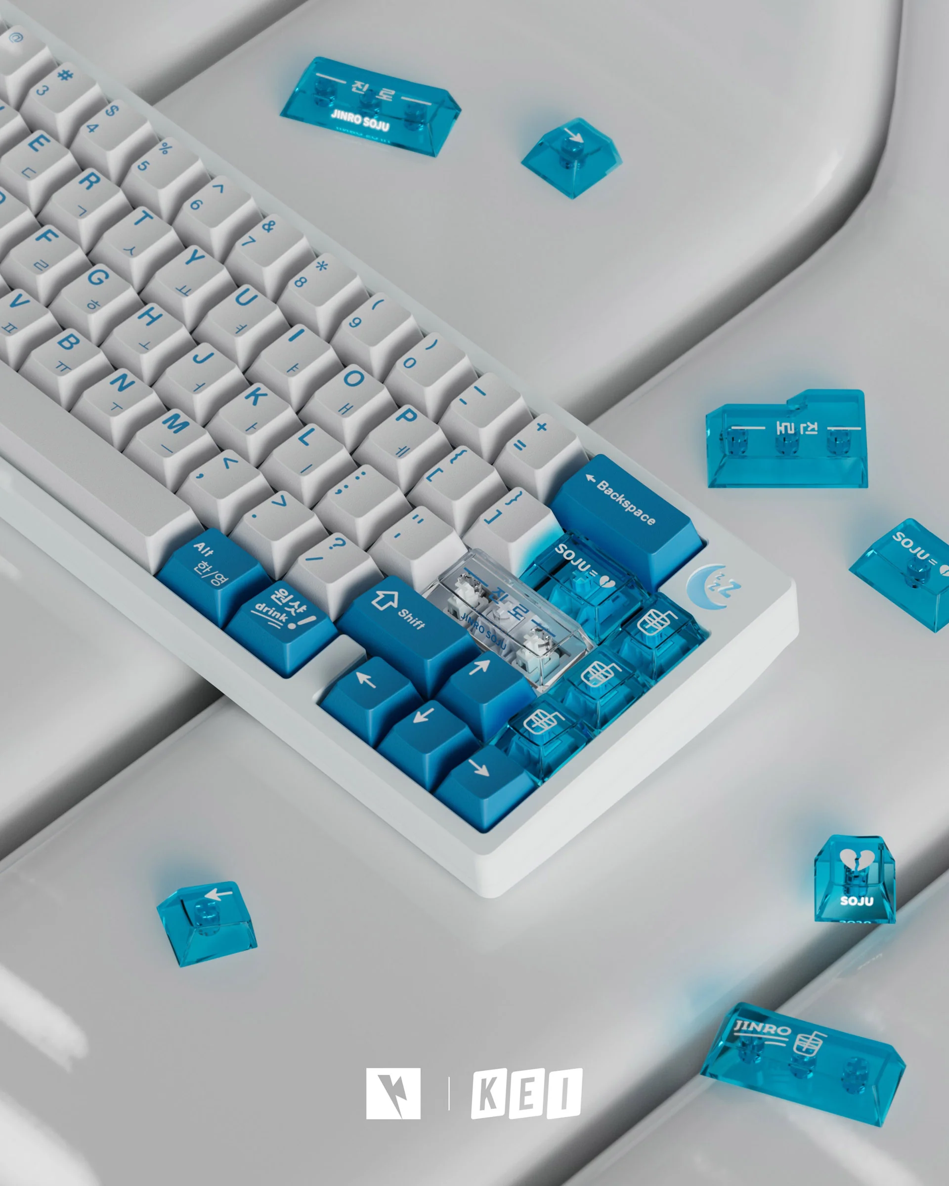 Key Kobo Soju Blue Cherry Profile Double Shot ABS Keycap Set - Image 3