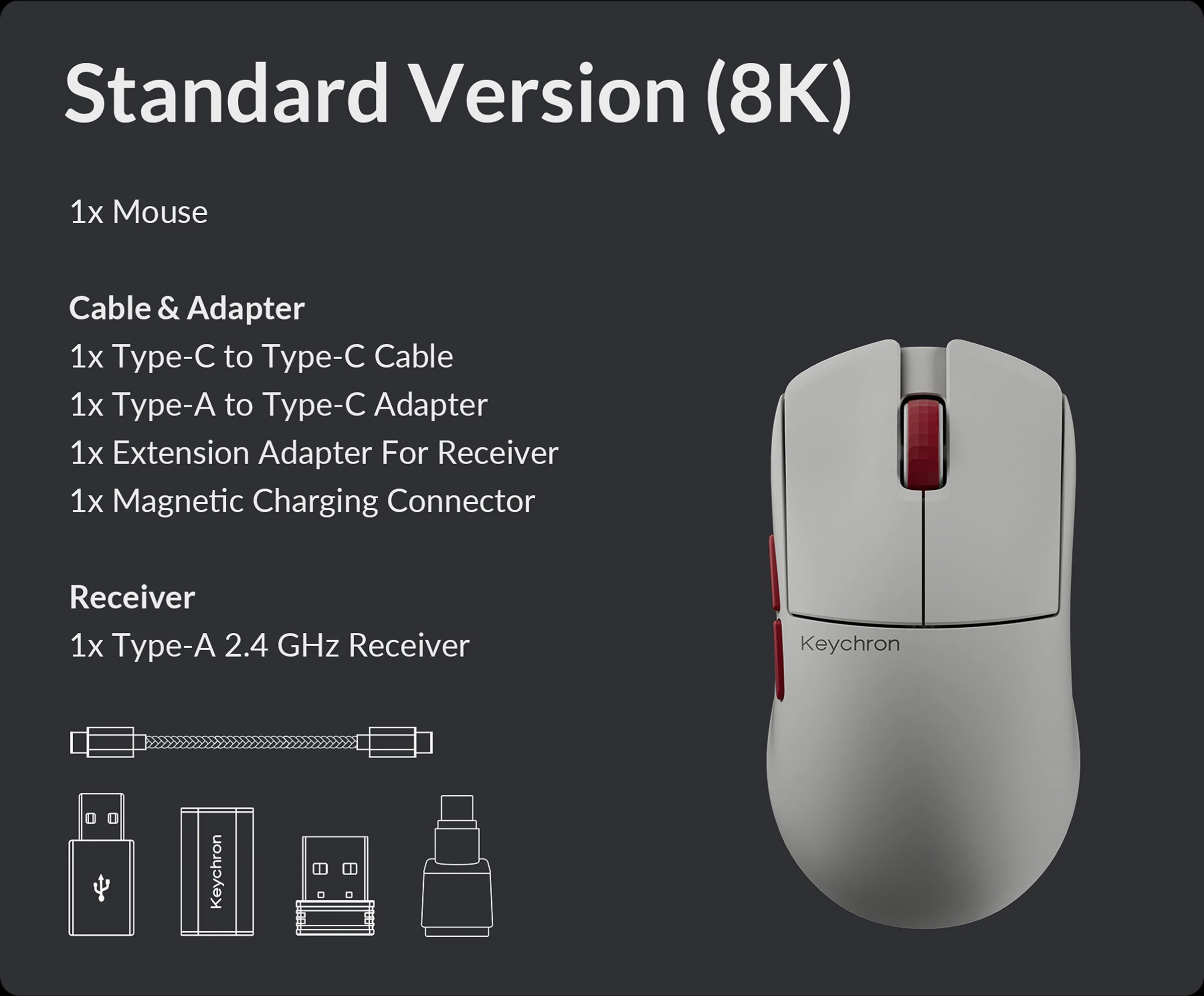 Keychron G4 3950 White 8K Wireless Mouse - Image 3