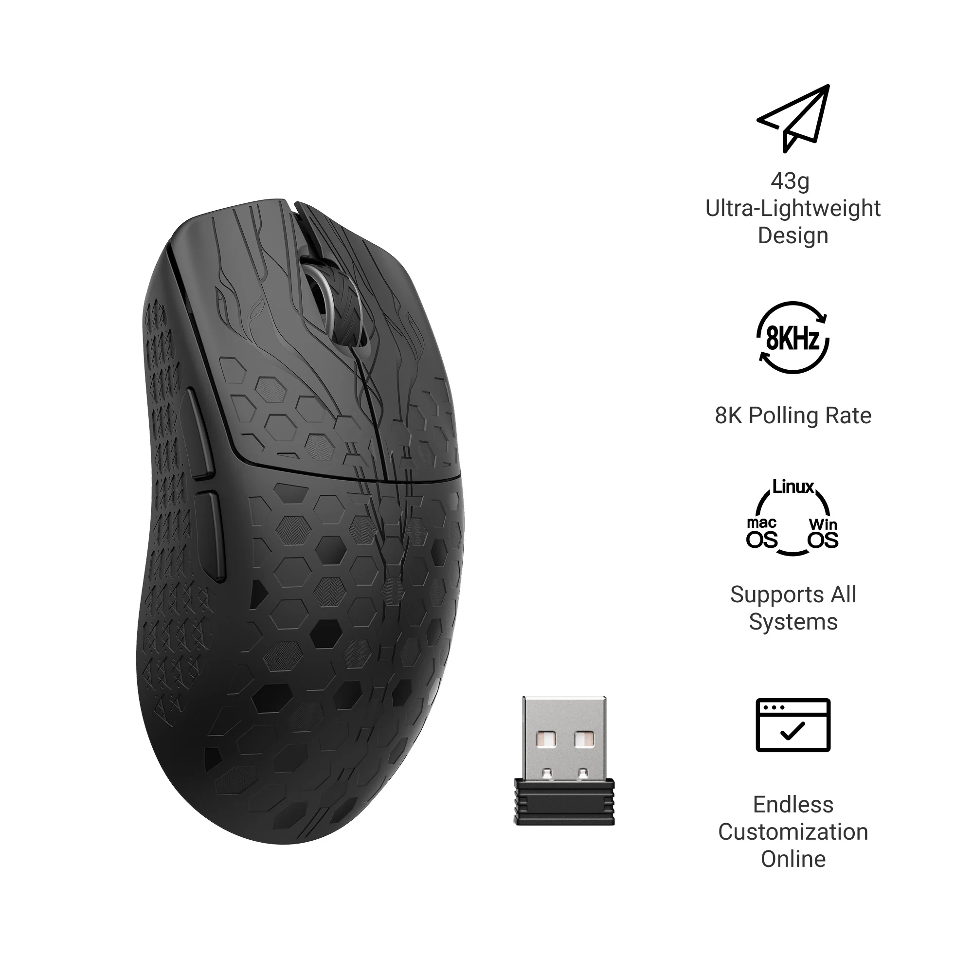 Keychron G5 3950 Black 8K Wireless Mouse - Image 6