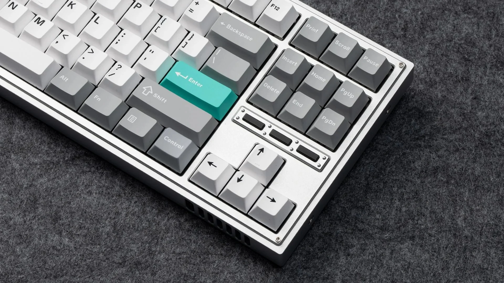 Keychron Grey / White / Mint 143 Key Cherry Profile Double Shot PBT Keycap Set - Image 9