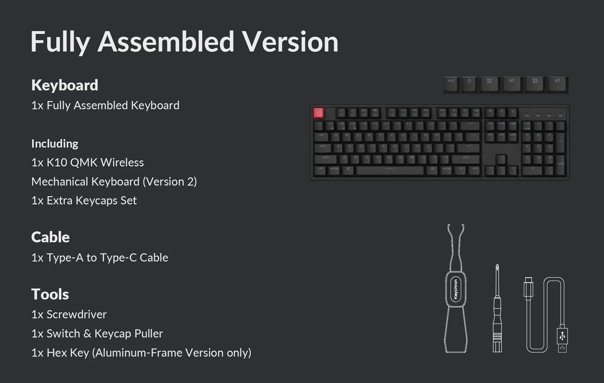 Keychron K10 QMK V2 Hotswap Wireless White LED Keyboard - Image 9