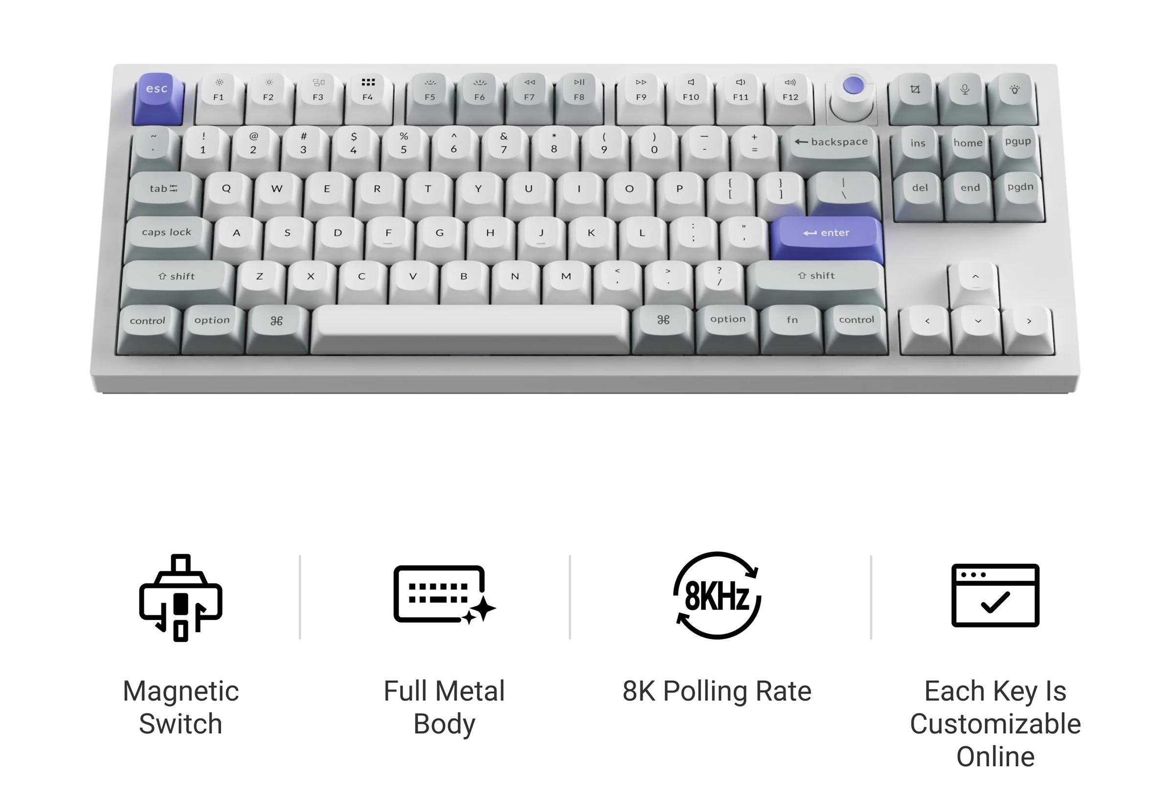 Keychron Q3 HE TMR 8K Aluminum TKL Hotswap RGB Keyboard - Image 4