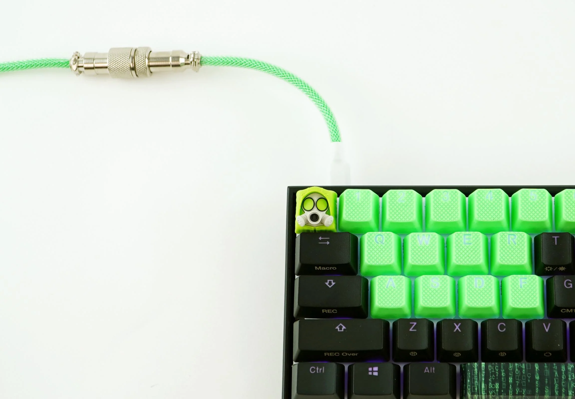 Kraken Green Sleeved Aviator Universal USB Keyboard Cable - Image 2