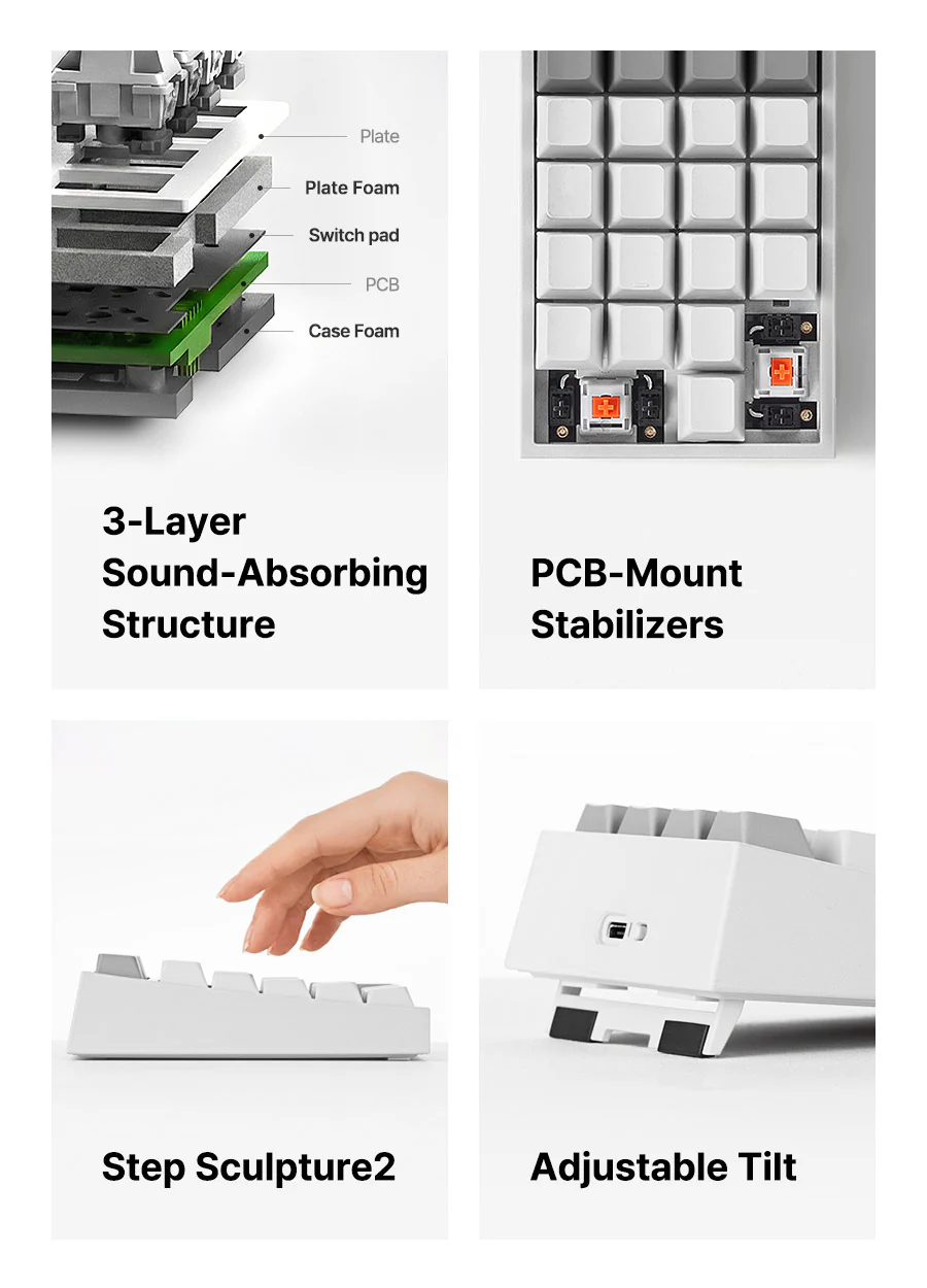 Leopold FC220TP Ash White Hotswap Wireless RGB Numpad Keyboard - Image 5