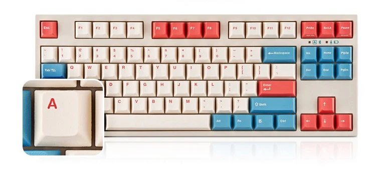 Leopold FC750RBT V2 Coral / Blue Bluetooth Mechanical Keyboard - Image 4