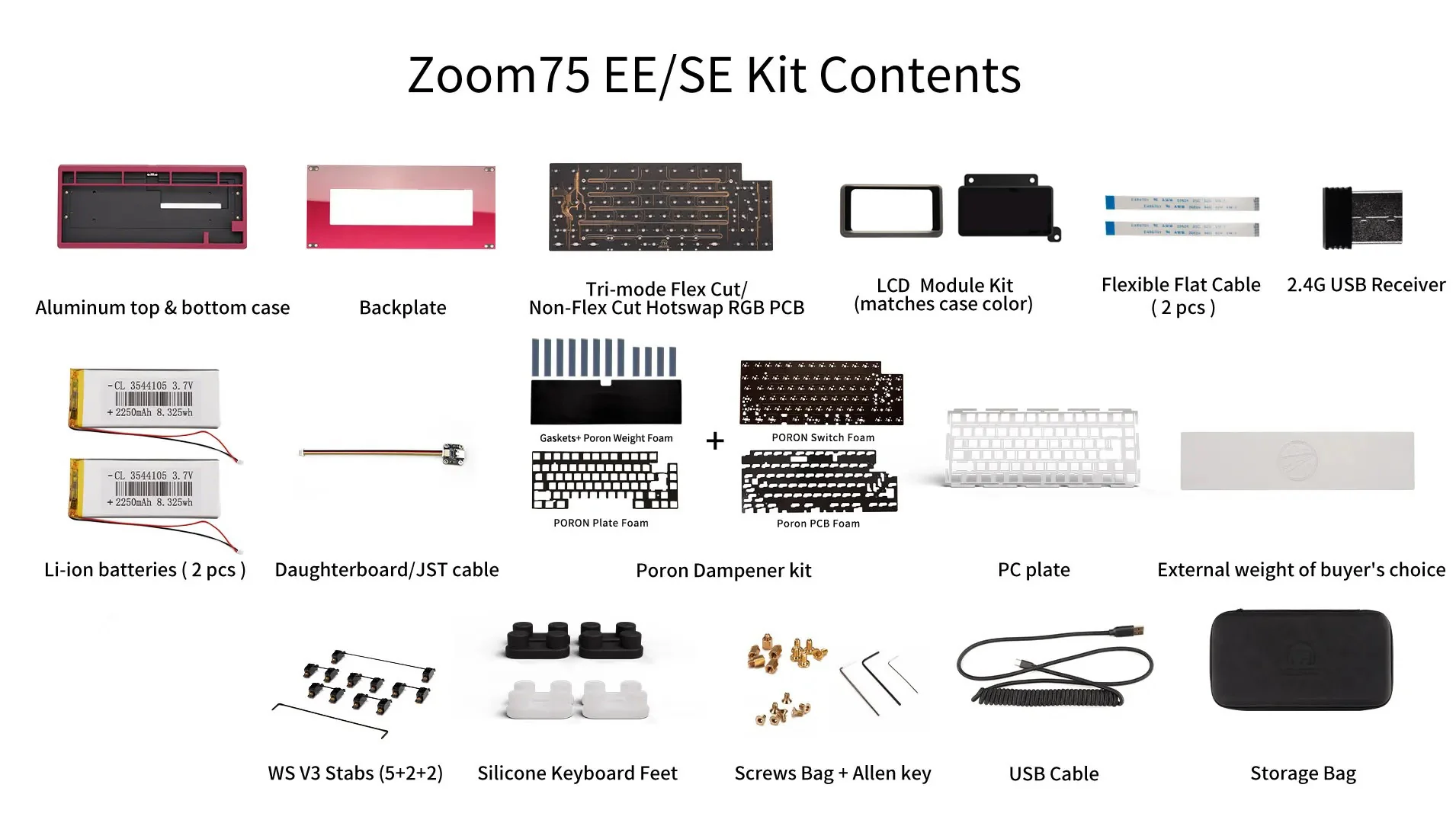 Meletrix Zoom75 Essential Edition Aluminum Barebones 75% Hotswap Wireless RGB Non- Flex Cut PCB DIY Keyboard Kit - Image 4