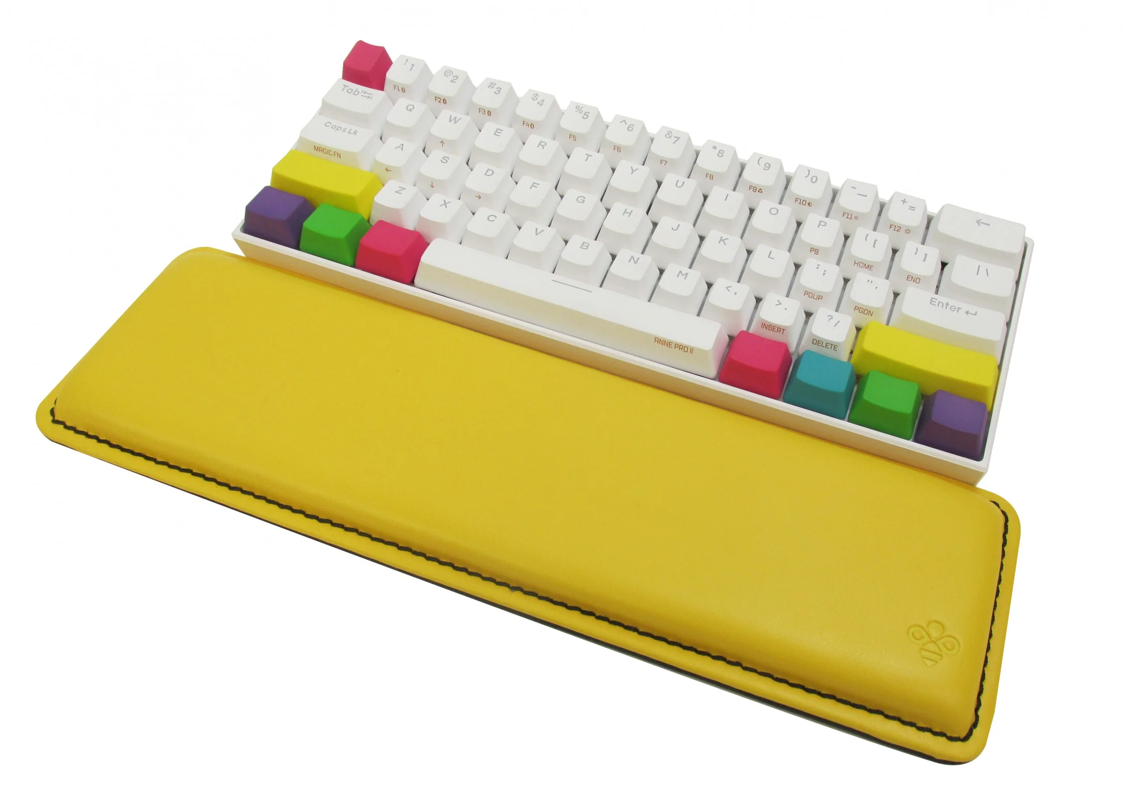 MK Honey Bee Compact 60% Wrist Rest Yellow Leather w/ Black Stitching - Image 5