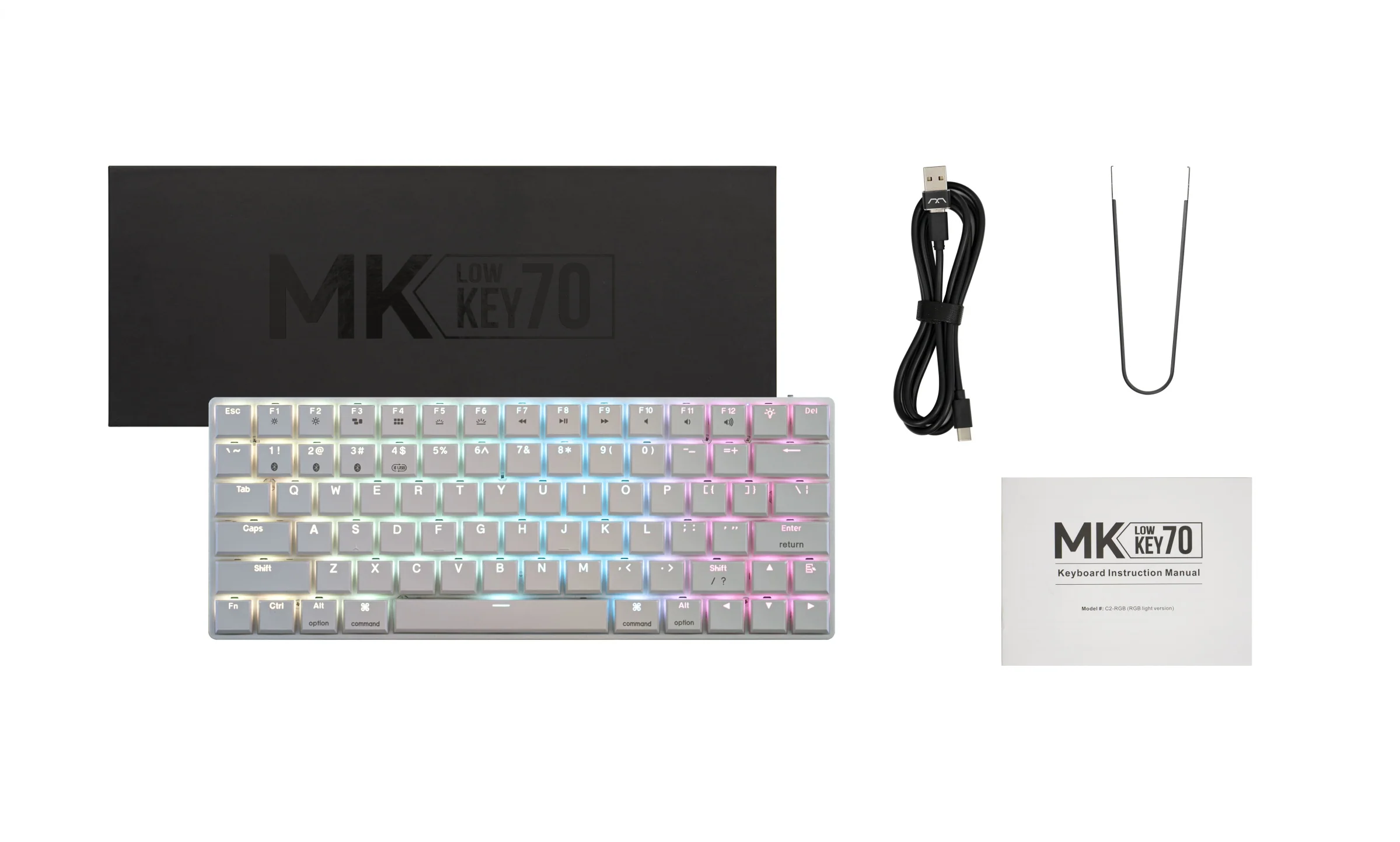 MK LowKey70 White Aluminum 75% Hotswap Bluetooth RGB Low Profile Mac Mechanical Keyboard - Image 5