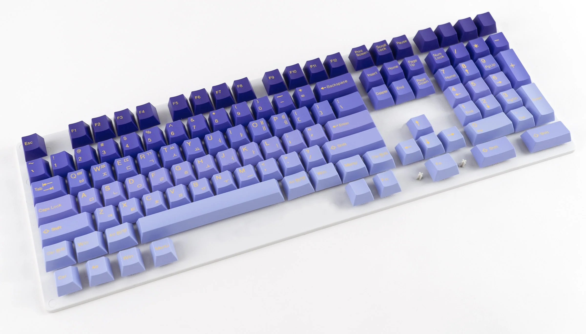Tai-Hao Indigo Purple Gradient Hangul & English 117 Key Cubic Profile Double Shot ABS Keycap Set - Image 2