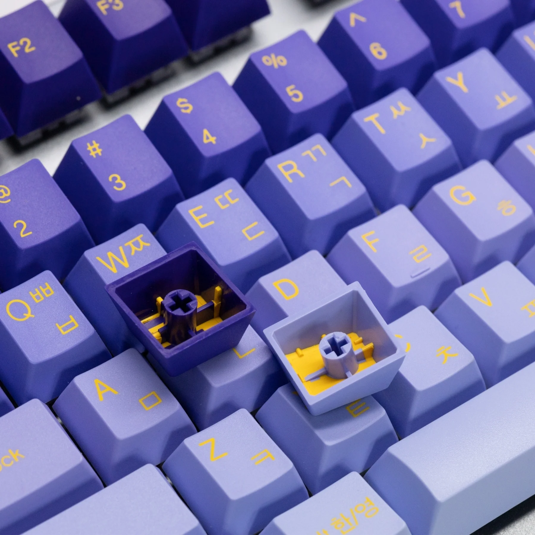 Tai-Hao Indigo Purple Gradient Hangul & English 117 Key Cubic Profile Double Shot ABS Keycap Set - Image 7