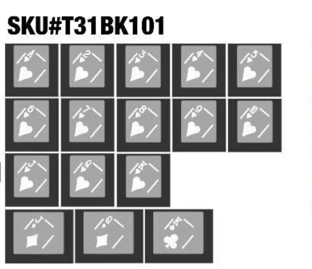 Tai-Hao Black Playing Cards 16-Key Cubic Profile Double Shot ABS Translucent Keycap Set - Image 2