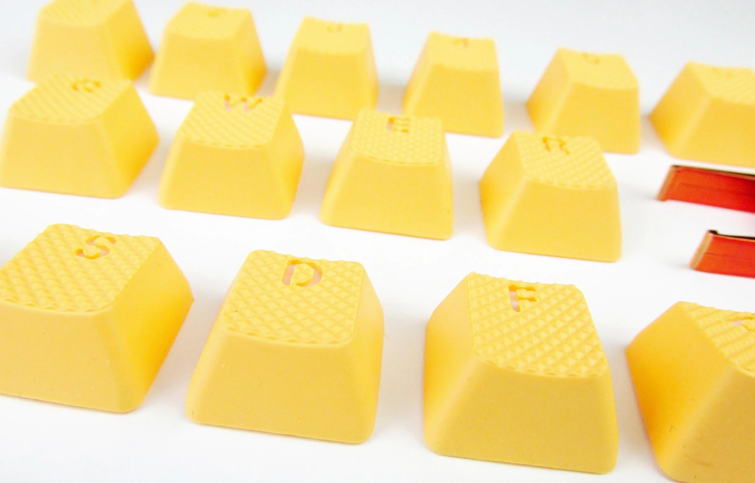 Tai-Hao Neon Orange Backlit 18 Key OEM Profile Double Shot TPR Rubber Keycap Set - Image 3