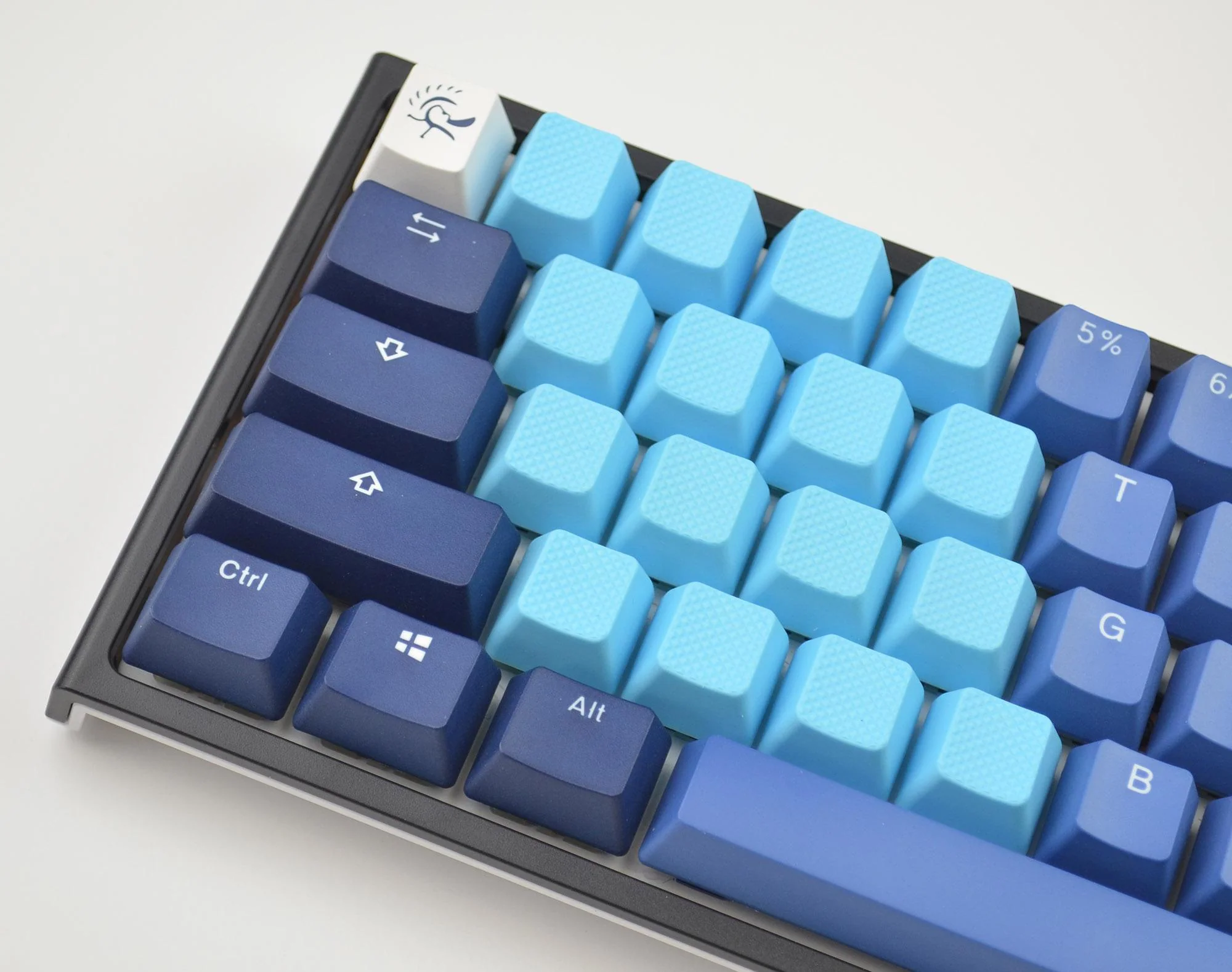 Tai-Hao Neon Blue Row 1 Blank 4 Key OEM Profile TPR Rubber Keycap Set - Image 3