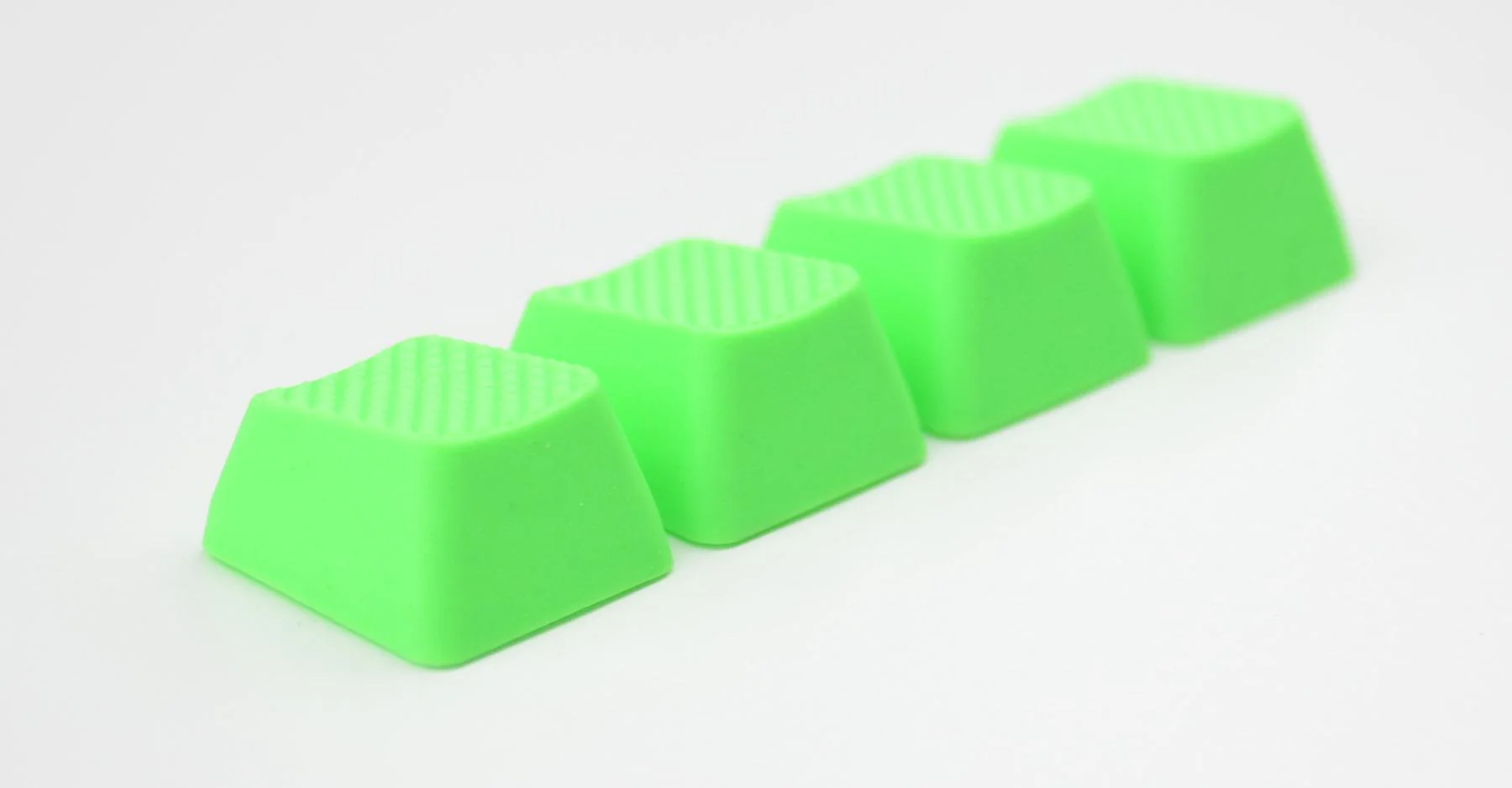 Tai-Hao Neon Green Row 1 Blank 4 Key OEM Profile TPR Rubber Keycap Set - Image 3