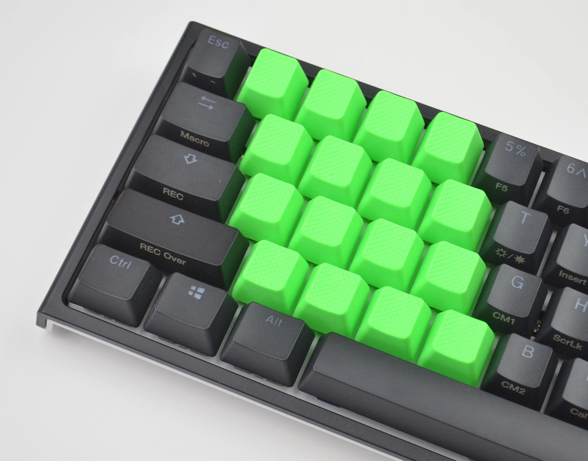 Tai-Hao Neon Green Row 2 Blank 4 Key OEM Profile TPR Rubber Keycap Set - Image 5