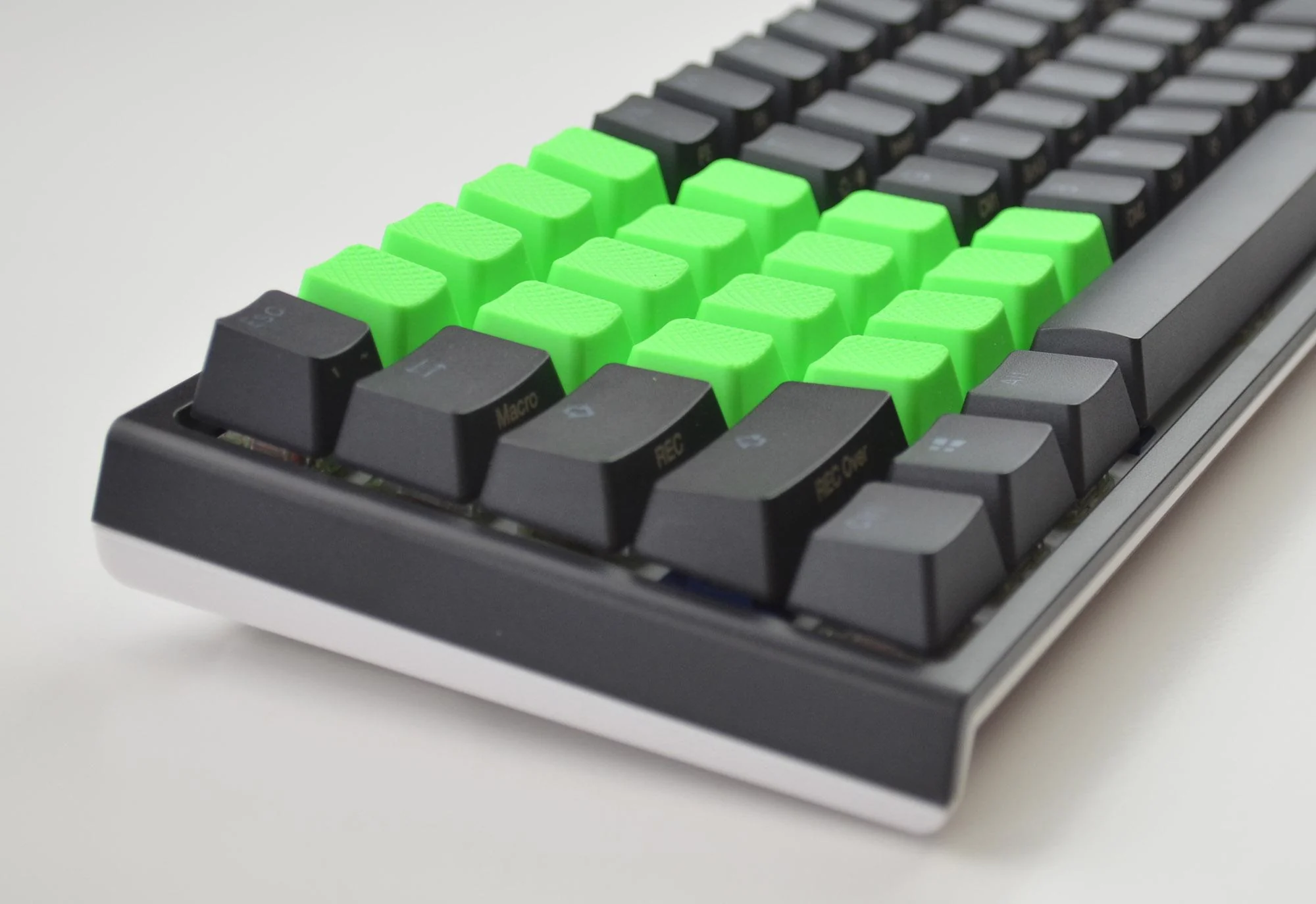 Tai-Hao Neon Green Row 3 Blank 4 Key OEM Profile TPR Rubber Keycap Set - Image 4