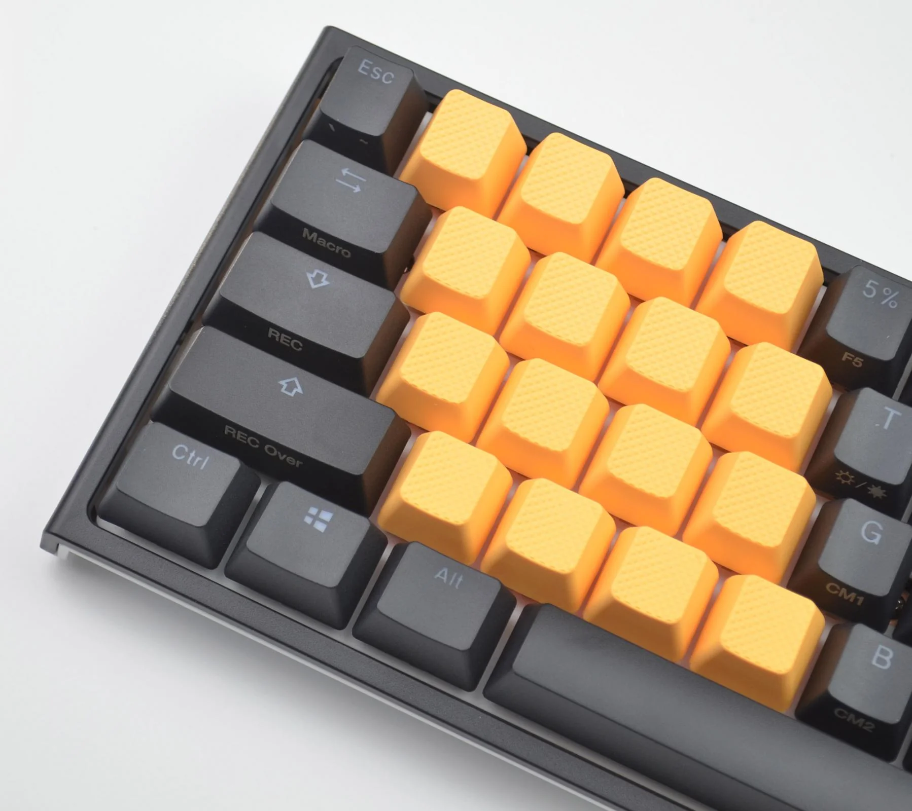 Tai-Hao Neon Orange Row 2 Blank 4 Key OEM Profile TPR Rubber Keycap Set - Image 5
