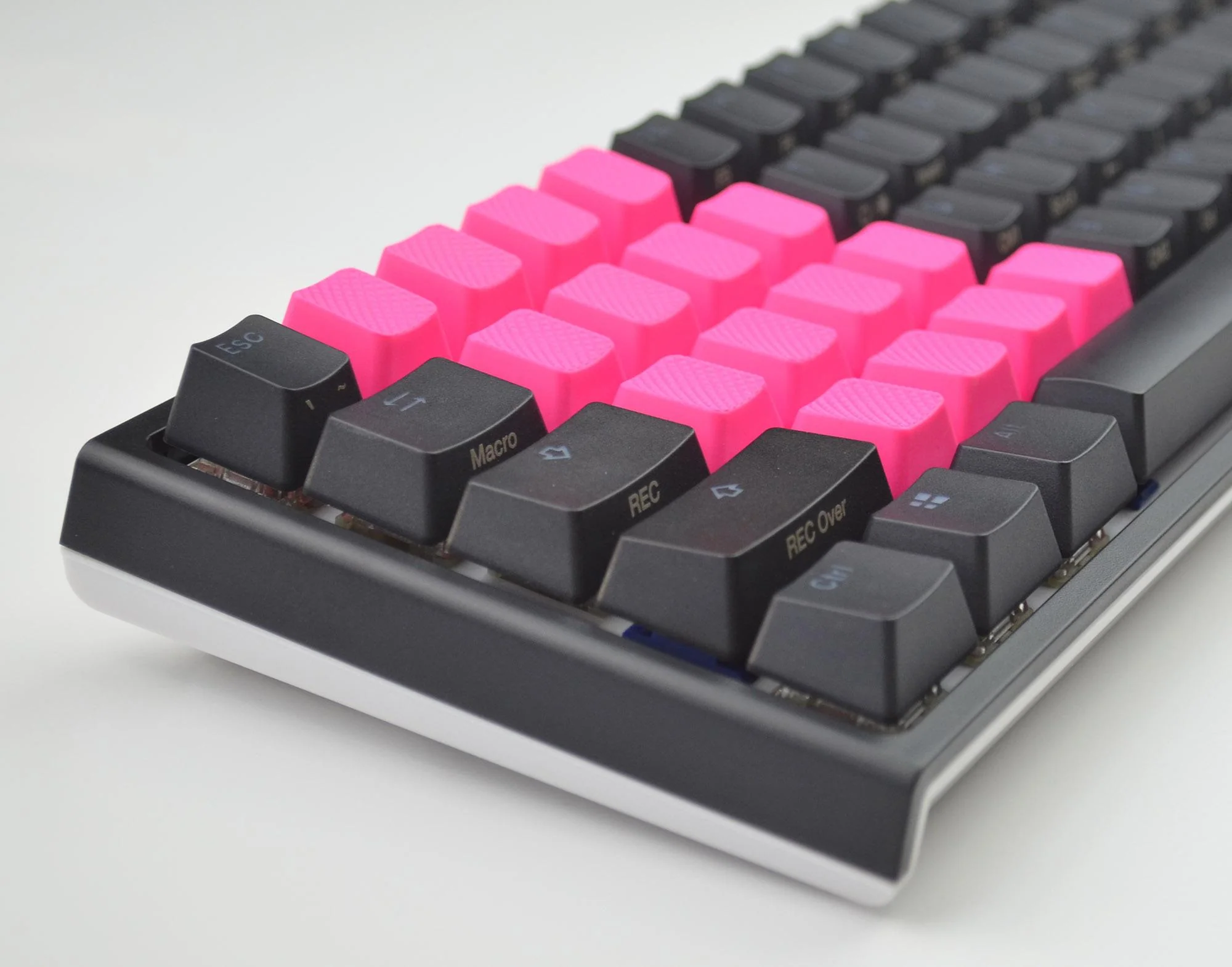 Tai-Hao Neon Pink Row 1 Blank 4 Key OEM Profile TPR Rubber Keycap Set - Image 4