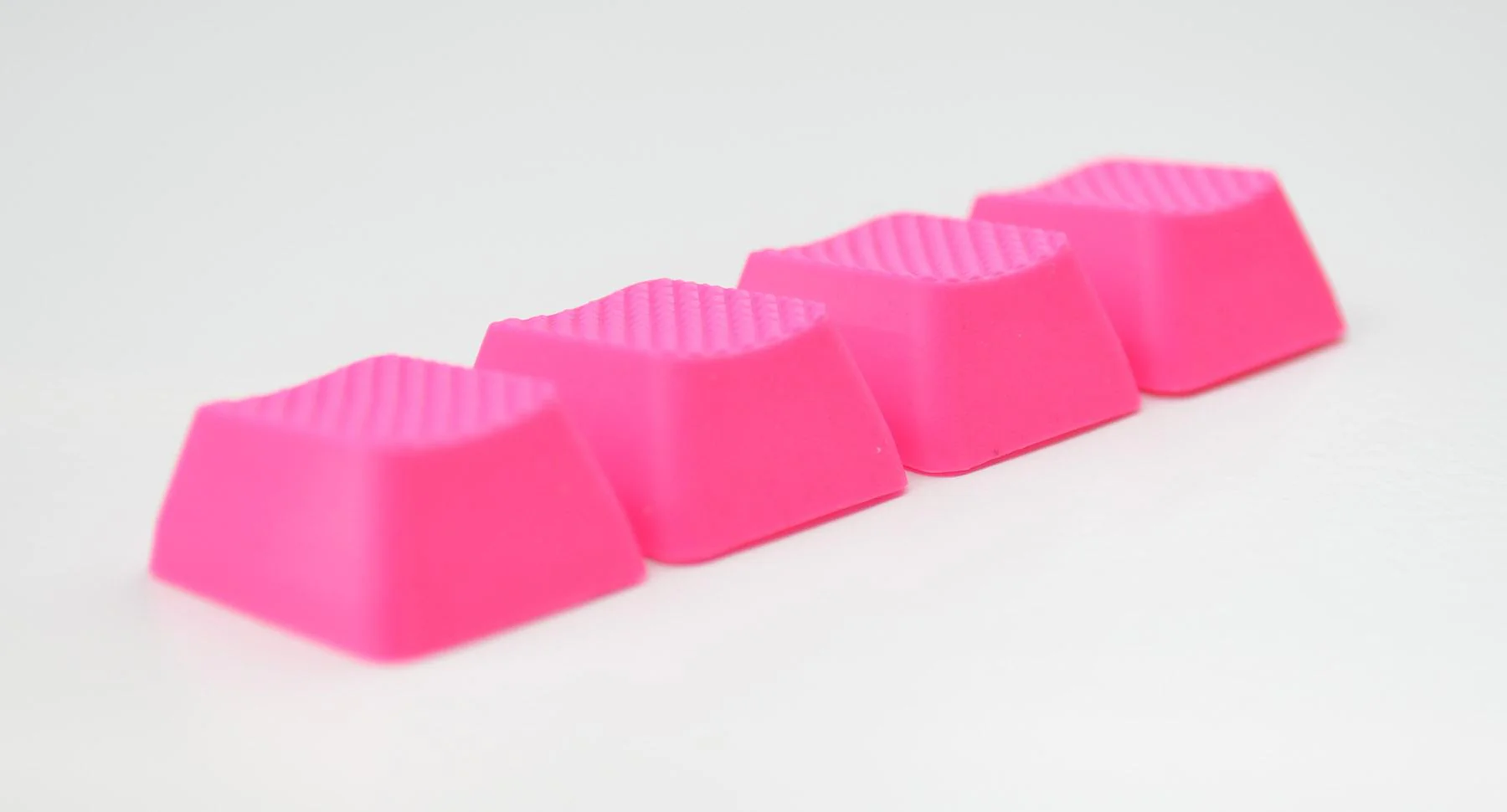 Tai-Hao Neon Pink Row 2 Blank 4 Key OEM Profile TPR Rubber Keycap Set - Image 2