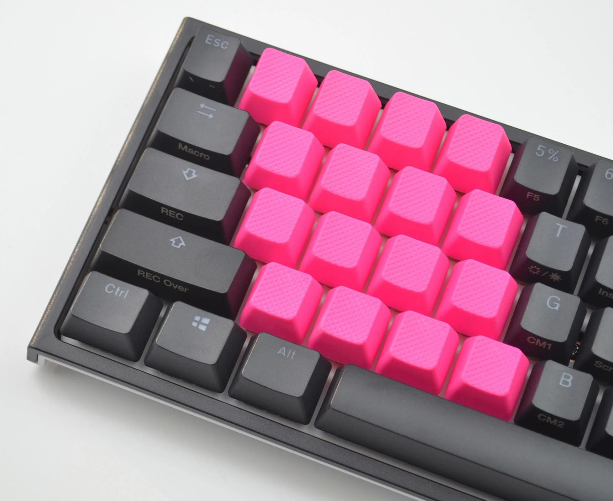 Tai-Hao Neon Pink Row 4 Blank 4 Key OEM Profile TPR Rubber Keycap Set - Image 5
