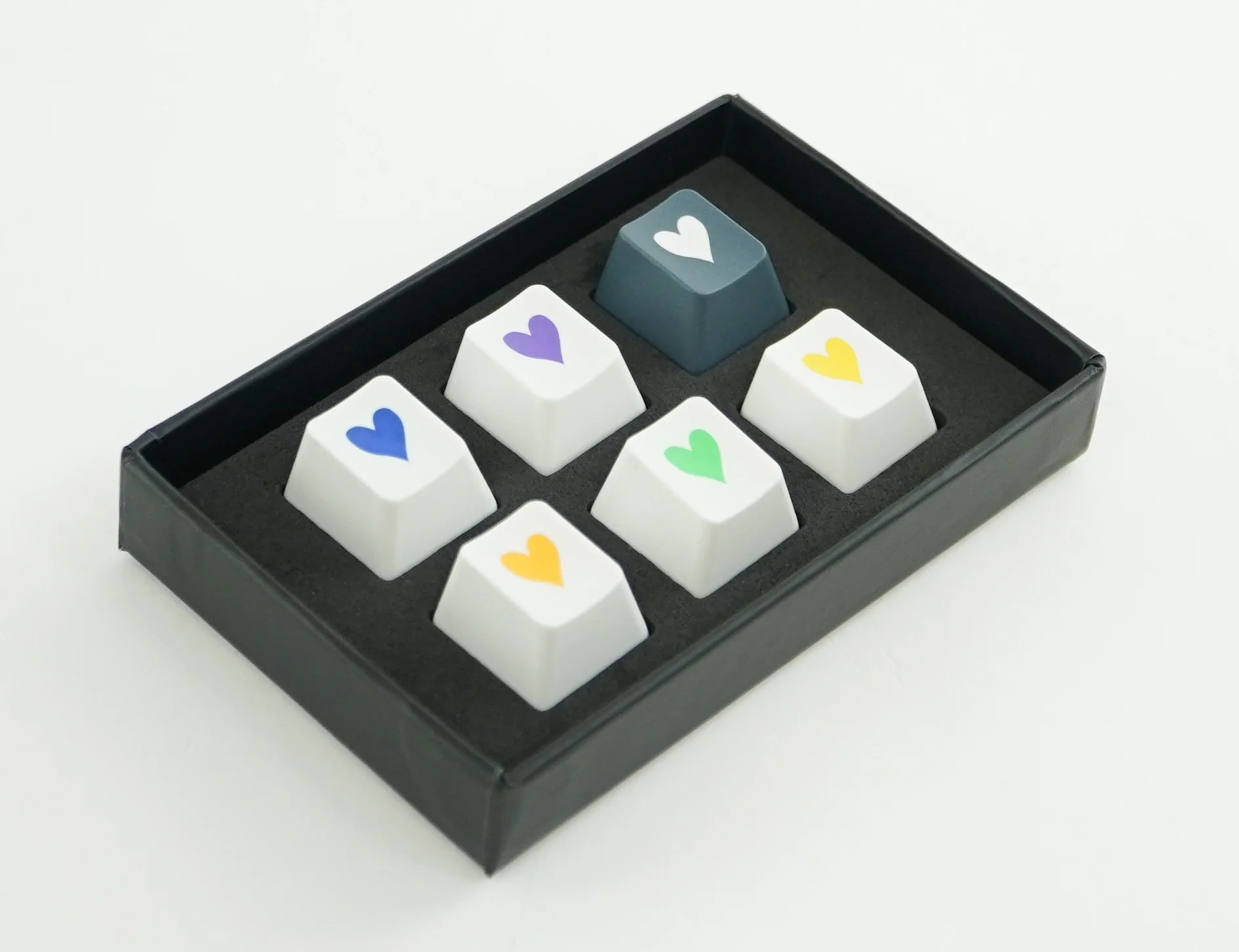 Tai-Hao Grey Heart 6 Key OEM Profile ABS Keycap Set - Image 2