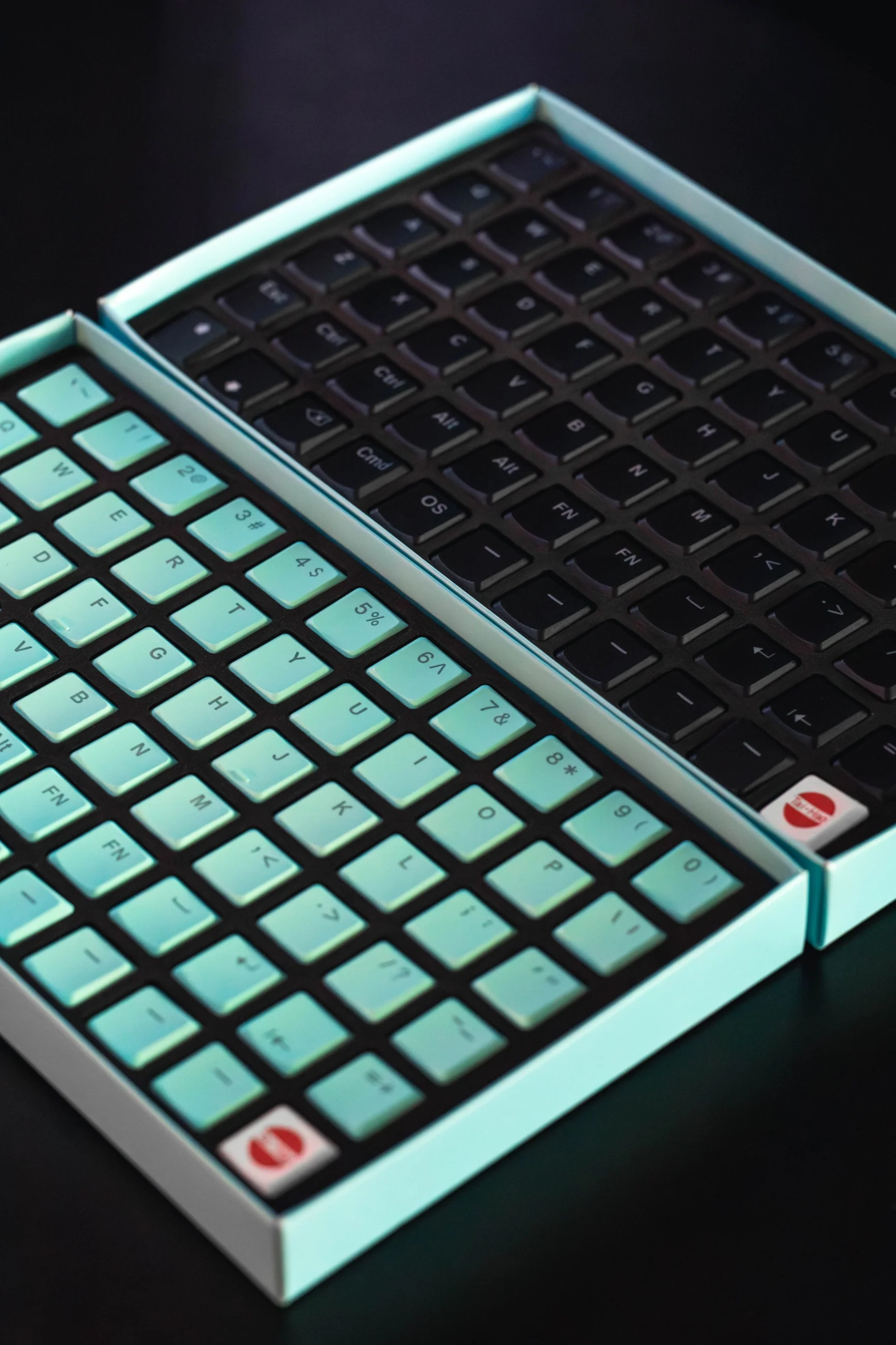 Tai-Hao Mint Blue THT Backlit 65 Key Double Shot PBT Low Profile Keycap Set - Image 3