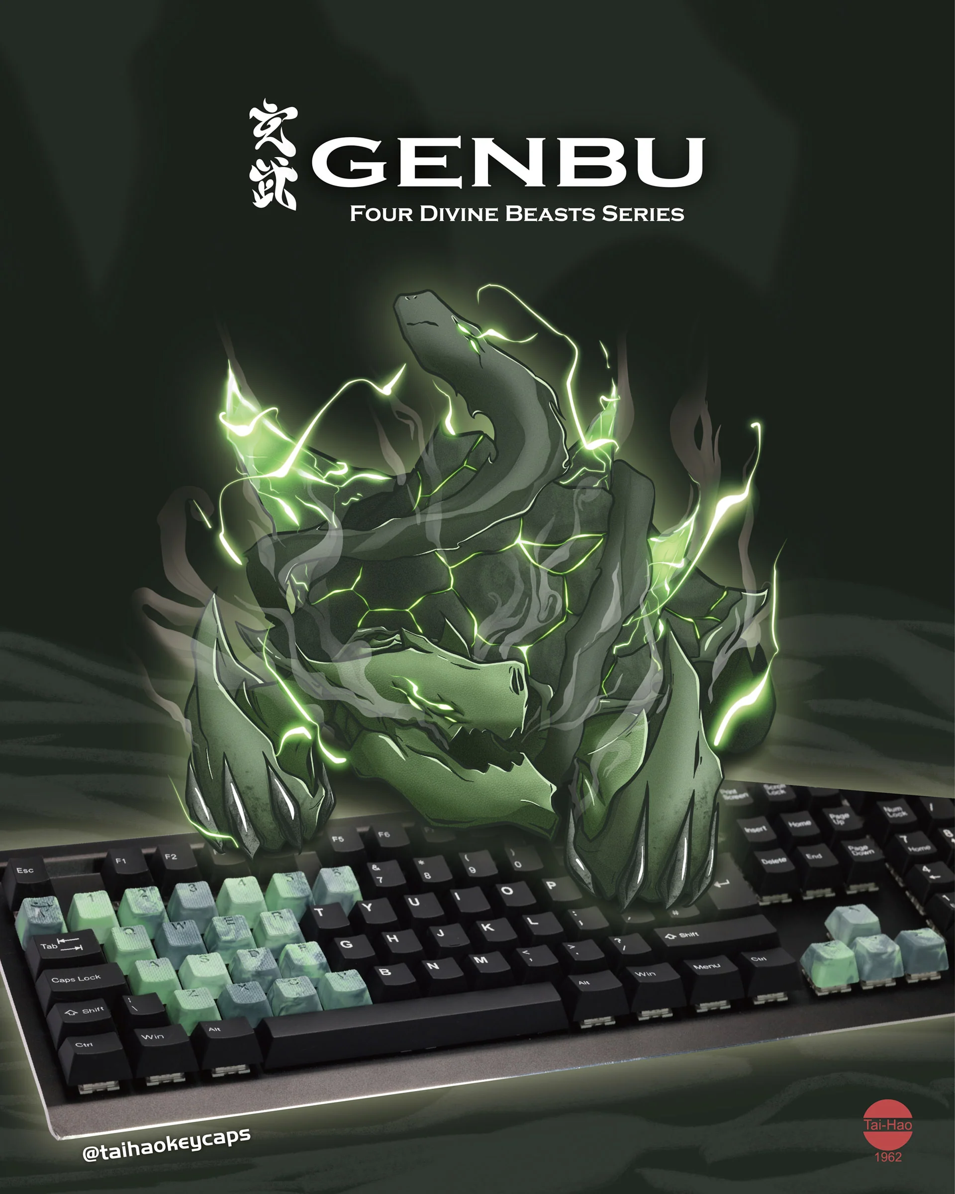 Tai-Hao TPR MKII Malachite Backlit 23 Key OEM Profile Rubber Keycap Set