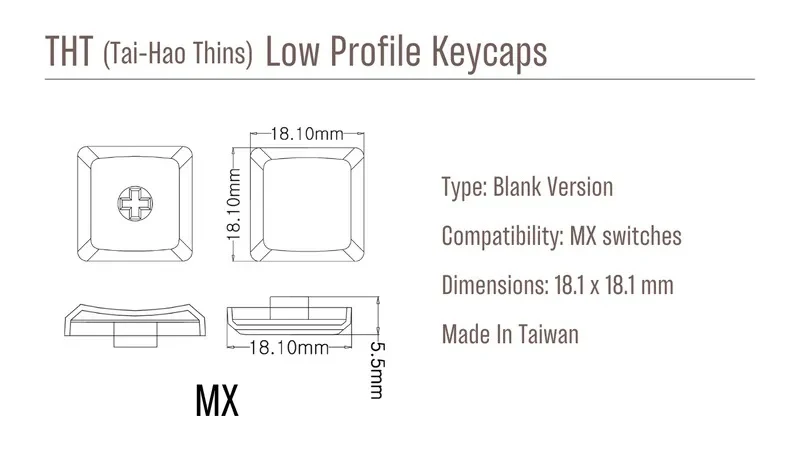 Tai-Hao White THT Backlit 65 Key Double Shot PBT Low Profile Keycap Set - Image 7