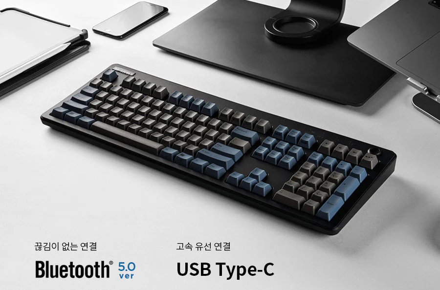 Topre Realforce R3 Grey / Blue Wireless Keyboard - Image 2