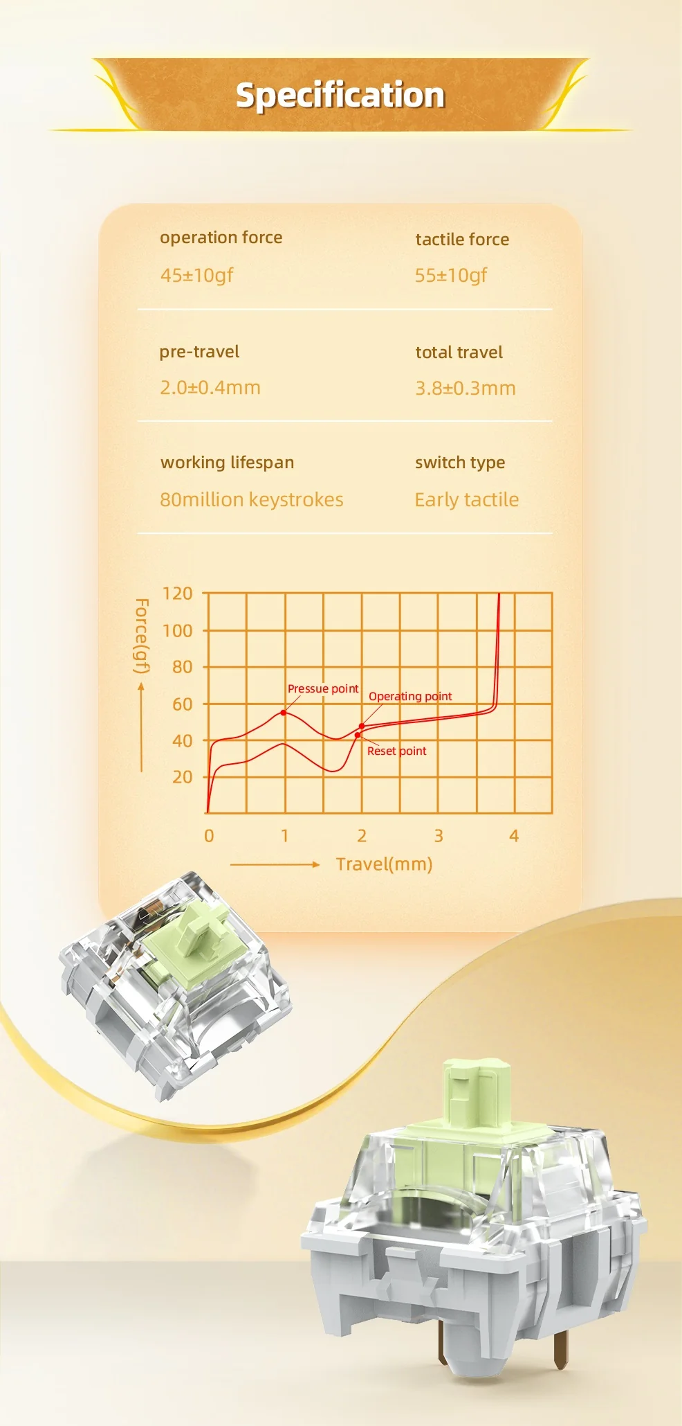 TTC Mojin 45g Tactile Plate Mount Switch - Image 2