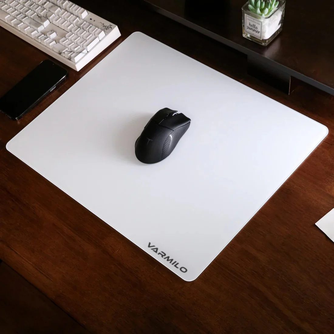 Varmilo White Tempered Glass Mouse Pad - Image 3