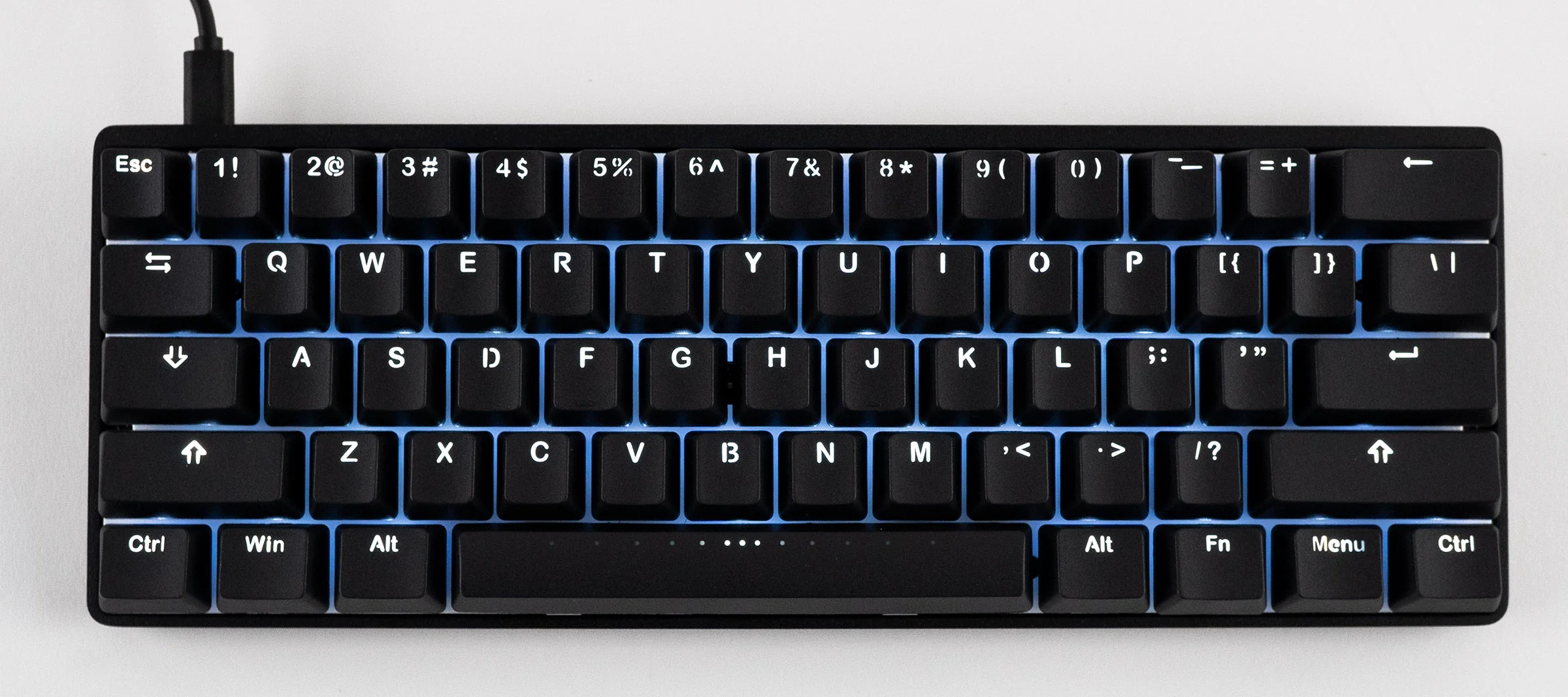 Vortex New POK3R Black Aluminum 60% White LED Double Shot PBT Mechanical Keyboard