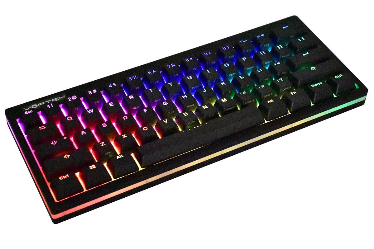 Vortex POK3R Black LE Frosted White Border RGB LED 60% Double Shot PBT Mechanical Keyboard - Image 6