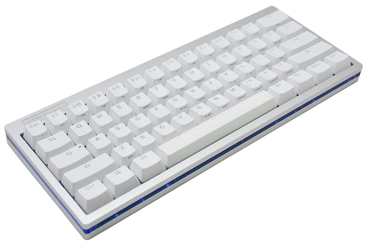 Vortex POK3R Silver LE Blue Border RGB LED 60% Double Shot PBT Mechanical Keyboard - Image 2
