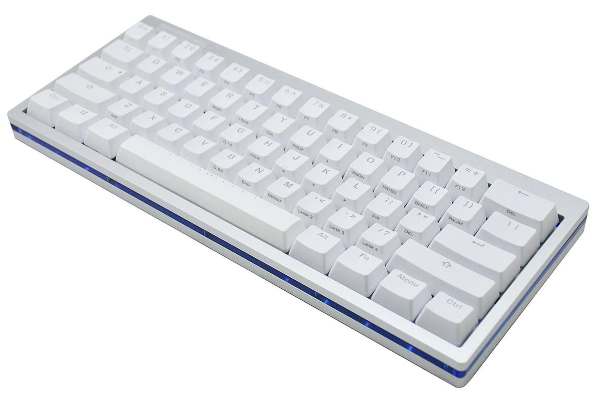Vortex POK3R Silver LE Blue Border RGB LED 60% Double Shot PBT Mechanical Keyboard - Image 3