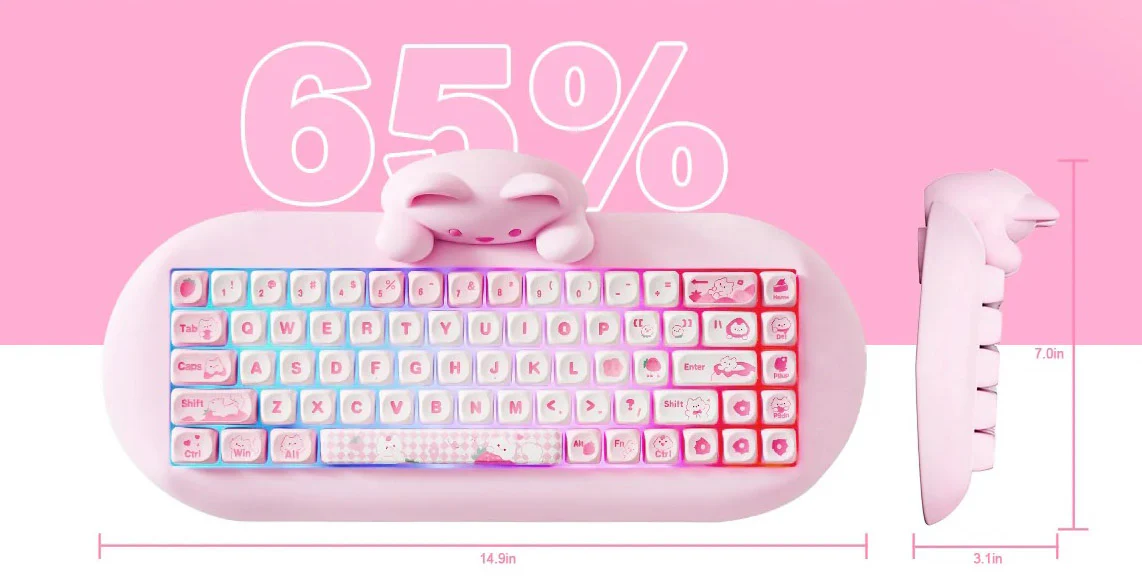 Yunzii C68 Cat Silicone 65% Hotswap Bluetooth + 2.4 GHz. RGB Mechanical Keyboard - Image 4