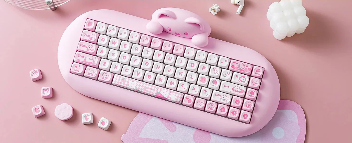 Yunzii C68 Cat Silicone 65% Hotswap Bluetooth + 2.4 GHz. RGB Mechanical Keyboard - Image 9